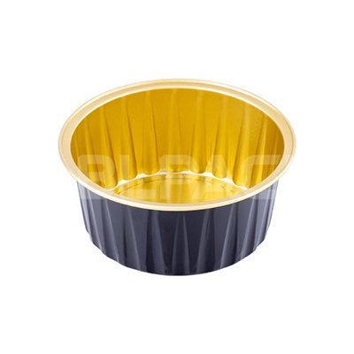 Aluminium Foil Baking Cup - Round, Black Gold, 84*66*36mm, 125ml
