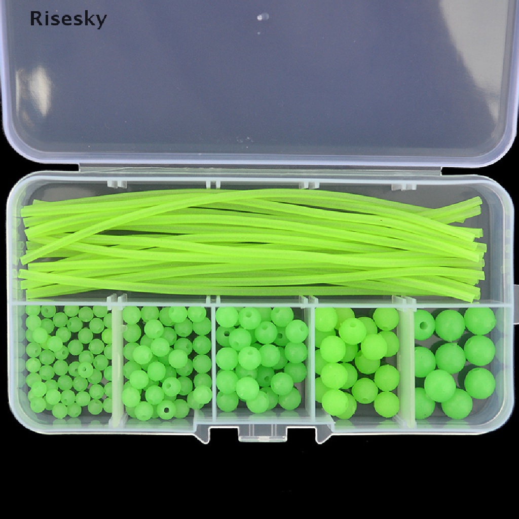 Risesky 170Pcs/Set Soft Rubber Floating Glow Fishing Beads Fishing Rig