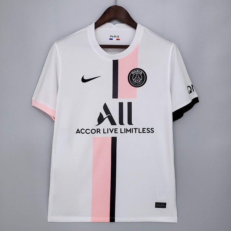 white and pink psg shirt