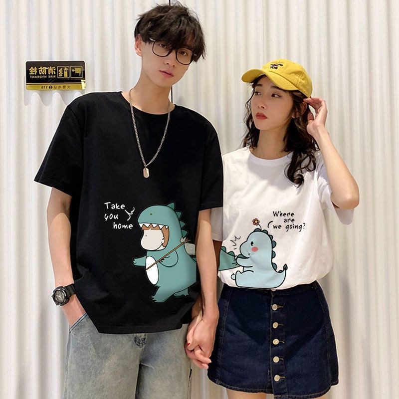 Couple T-shirt summer short sleeve T-shirt Korean dinosaur pattern QL25230