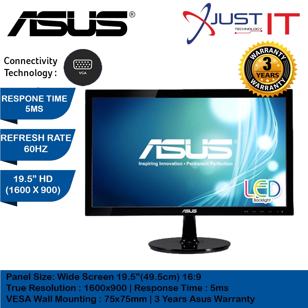 Asus Vs207T-P Dvi Vga Lcd Led Monitor (19.5