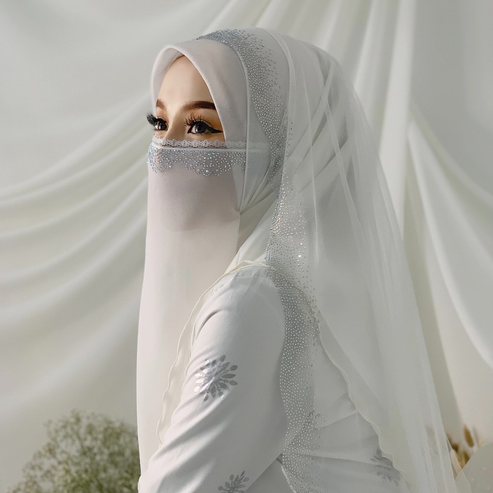  PURDAH  NIKAH 1 LAYER PURDAH  AKAD PUTIH PURDAH  LACE PURDAH  