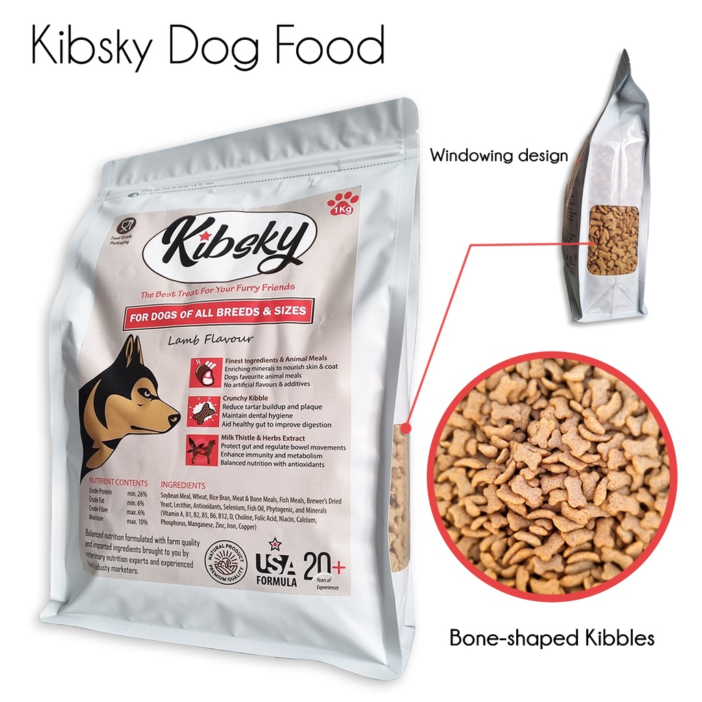 Kibsky Dry Dog Food Kibble 1kg Premium Farm Quality High Protein for