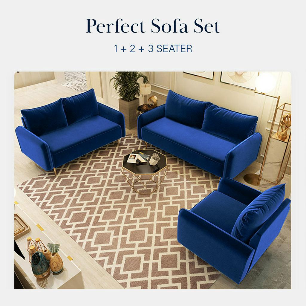 FINSSO: Randy Velvet Fabric Post Modern Luxury Sofa Set