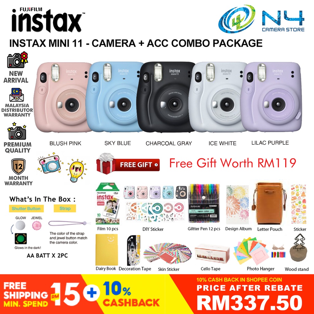 Fujifilm Polaroid Camera Instax Mini 11 Shopee Malaysia