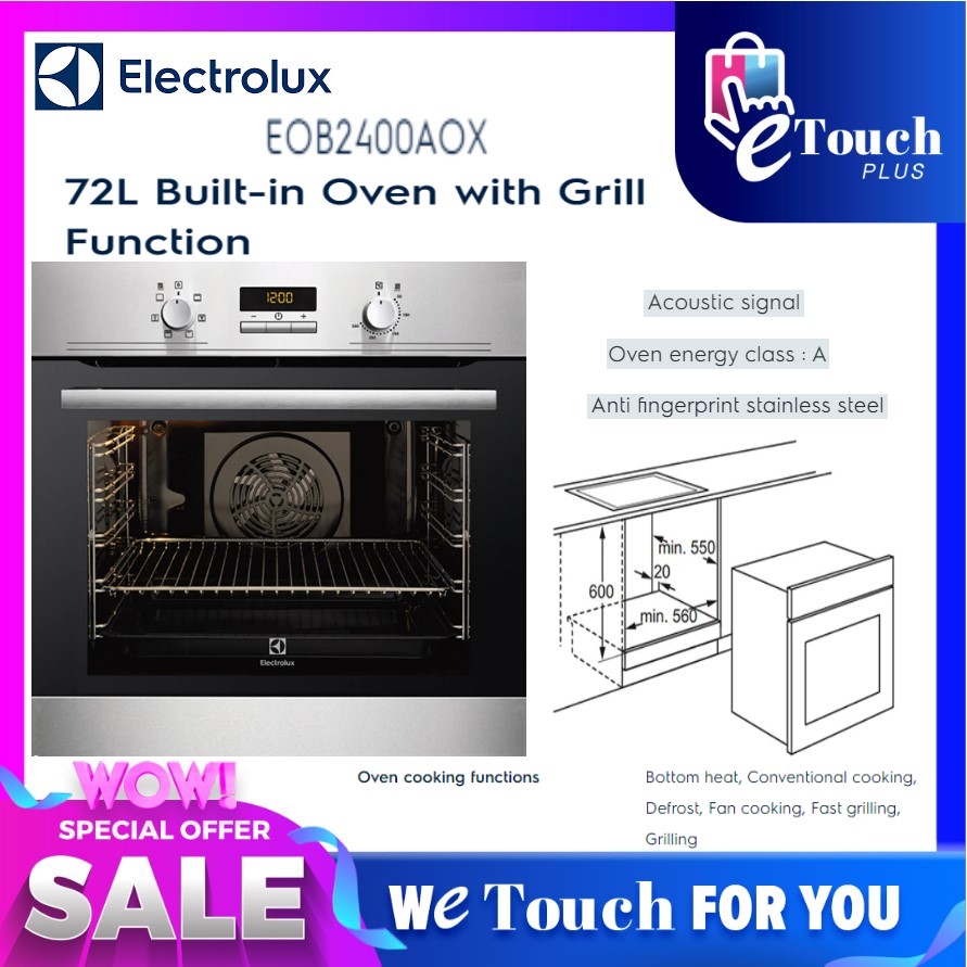 Electrolux (74L) Built In Oven With 6 Cooking Functions Digital Timer