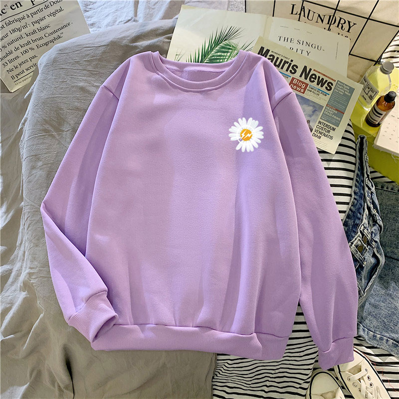 New Promotion Long Sleeve O-Neck Tik Tok Merch Elegant Flowers Print Woman's Sweatshirts Soft Hooded