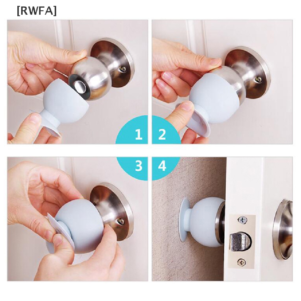 [RWFA] 2Pcs Cup Door Knob Covers Rubber Wall Protector Door Handle