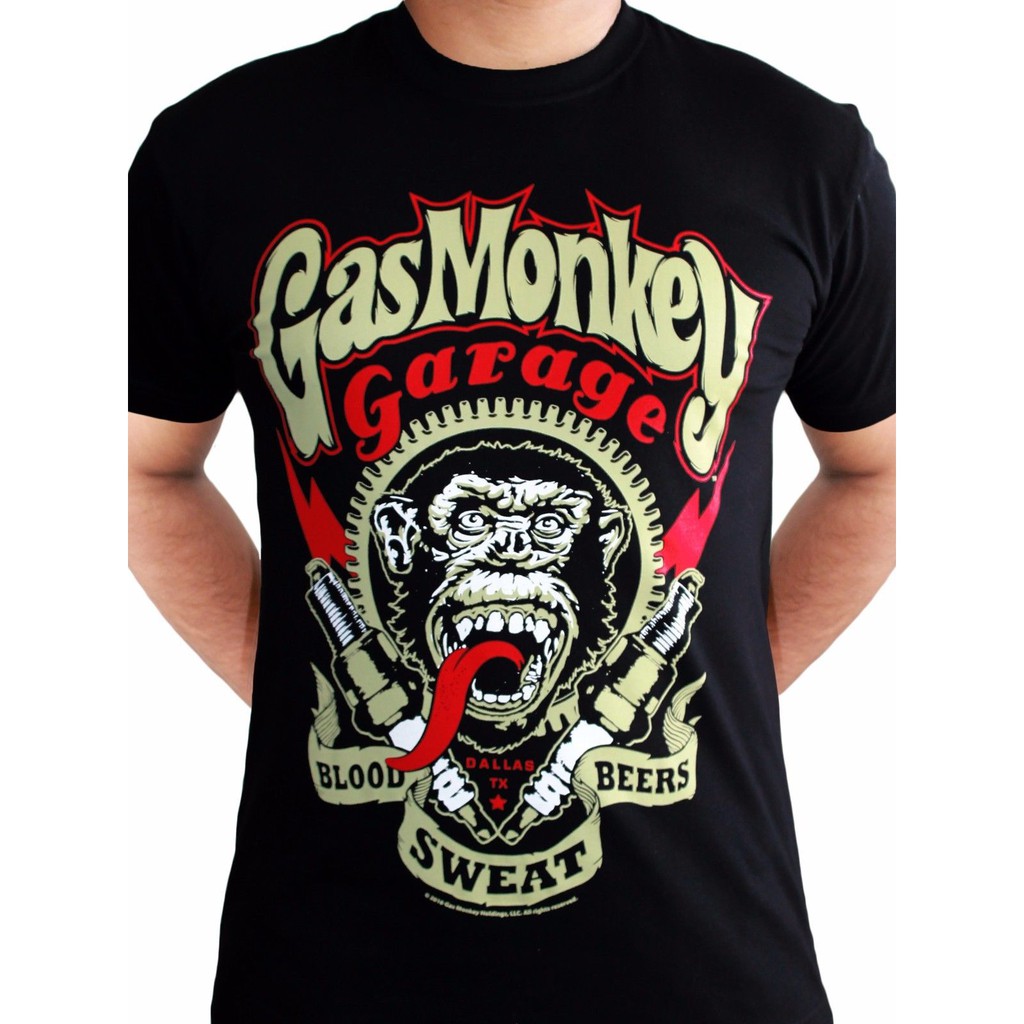 Gas Monkey Garage Spark Plugs Blood Sweat Beers Licensed Black