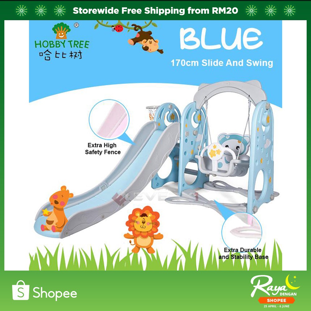 Hobby Tree Star Bear 3 In1 Swing And Slide Indoor Mini Playground Basketball