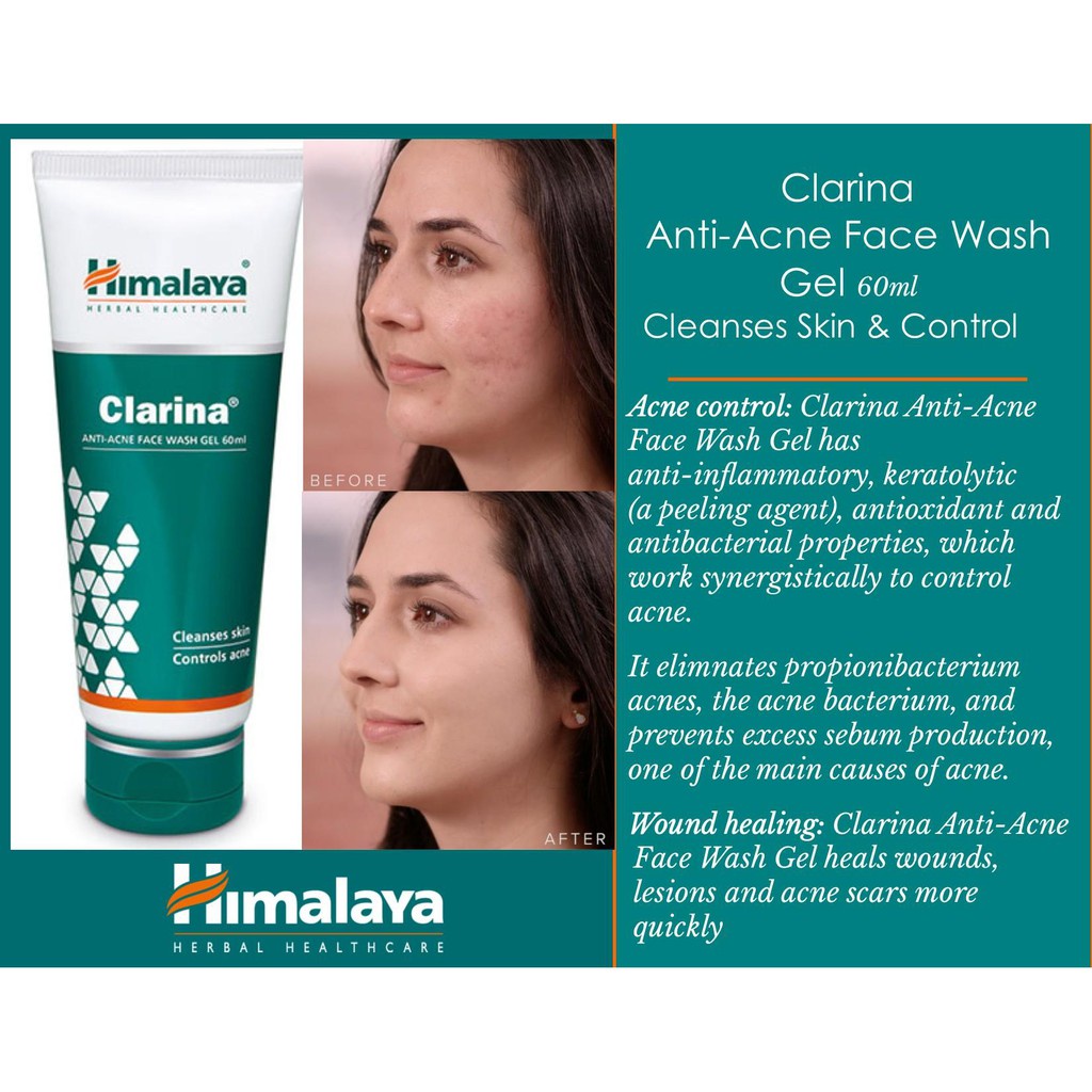 Himalaya Clarina Anti Acne Face Wash Gel 60 ml Shopee Malaysia