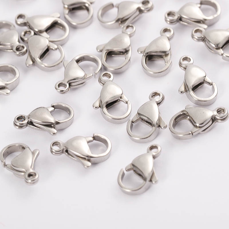 40Pcs/Lot Stainless Steel Lobster Clasp Necklace Buckle Leather Rope Bracelet Buckle Positioning Buckle DIY Jewelry Accessories Buckle