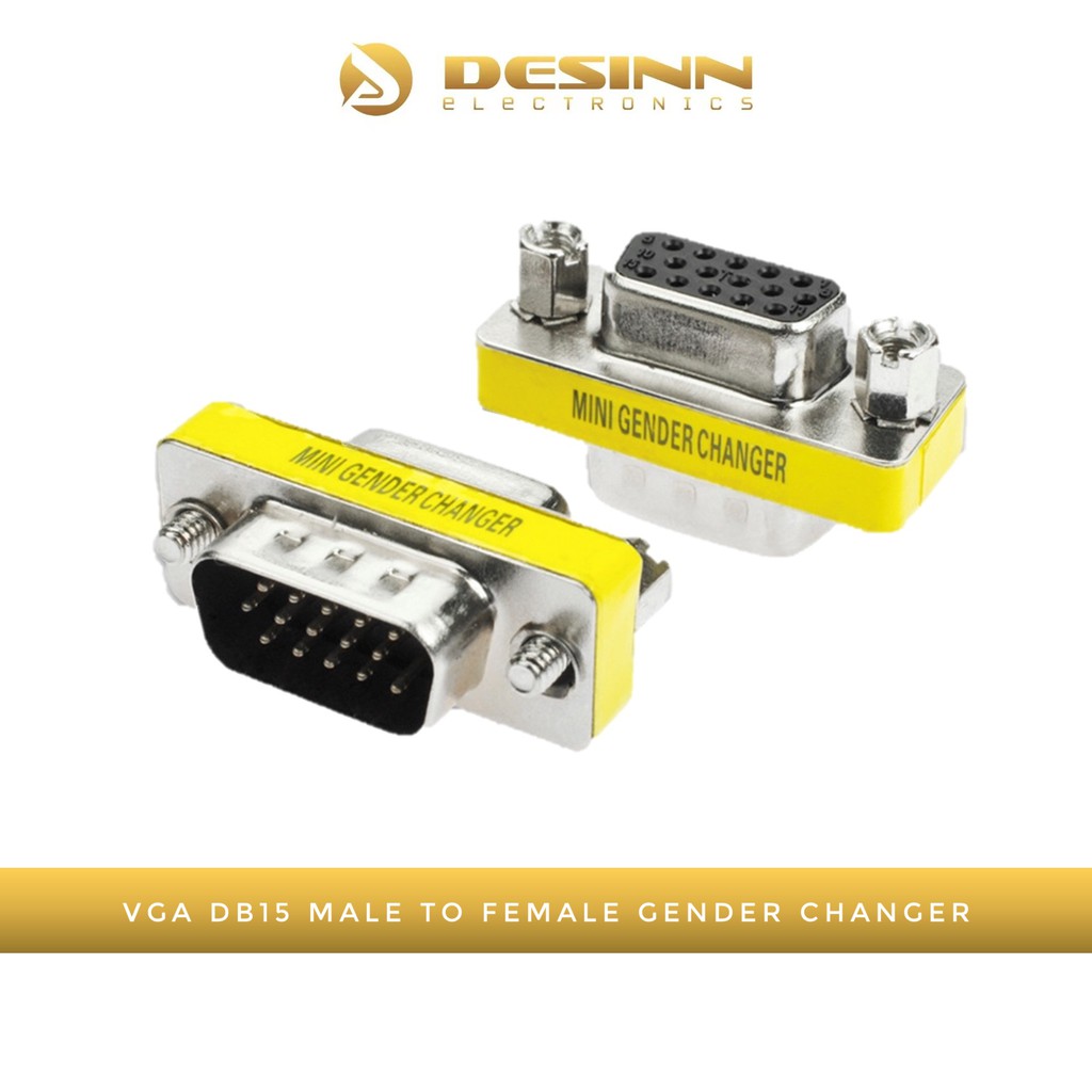 Desinn HD15 VGA SVGA Adapter Male to Female Coupler Gender Changer 15