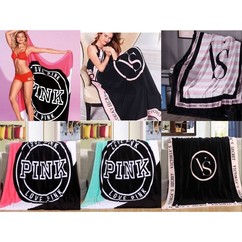 Hot Victorias Secret Coral Fleece Blanket VS Catwalk Dimensional Beadding Shopee Malaysia