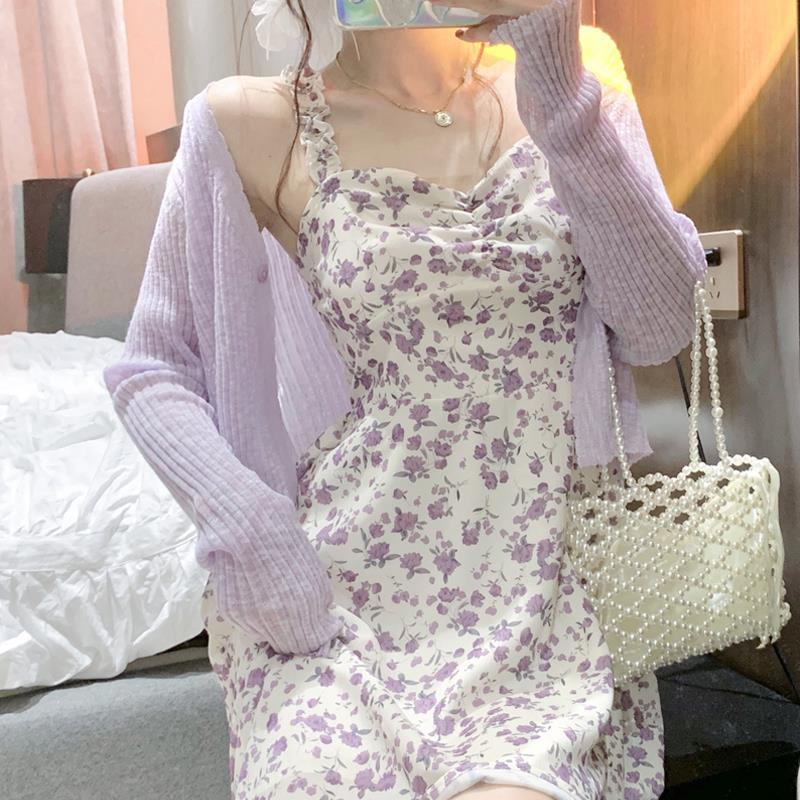 (ready stock) Floral chiffon suspender dress women's clothing 2022 French gentle style small temperament short skirt gary97 women's clothing 2022. 4.25