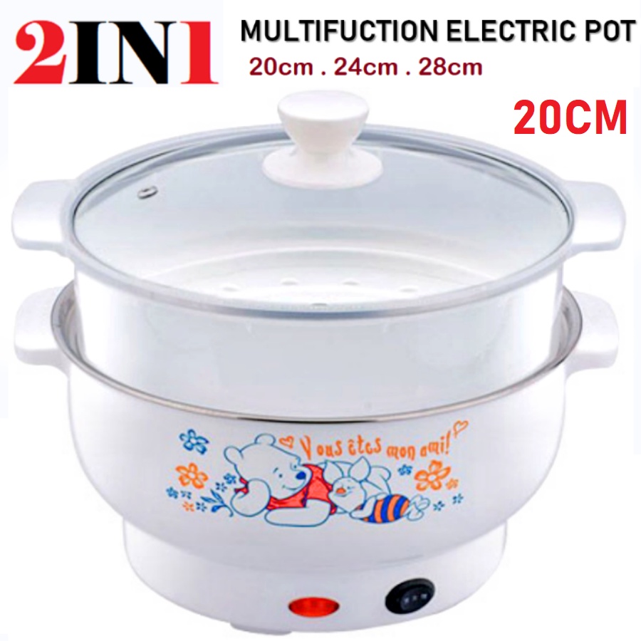 【2 IN 1】Electric Stainless Steel Rice Cooker Steamboat Skillet Pan Steamer Pot / Pengukus Periuk Elektrik