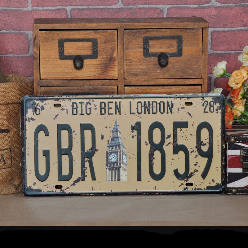 Metal License Plate Paintings Vintage Cool Car Wall Sticker Decor