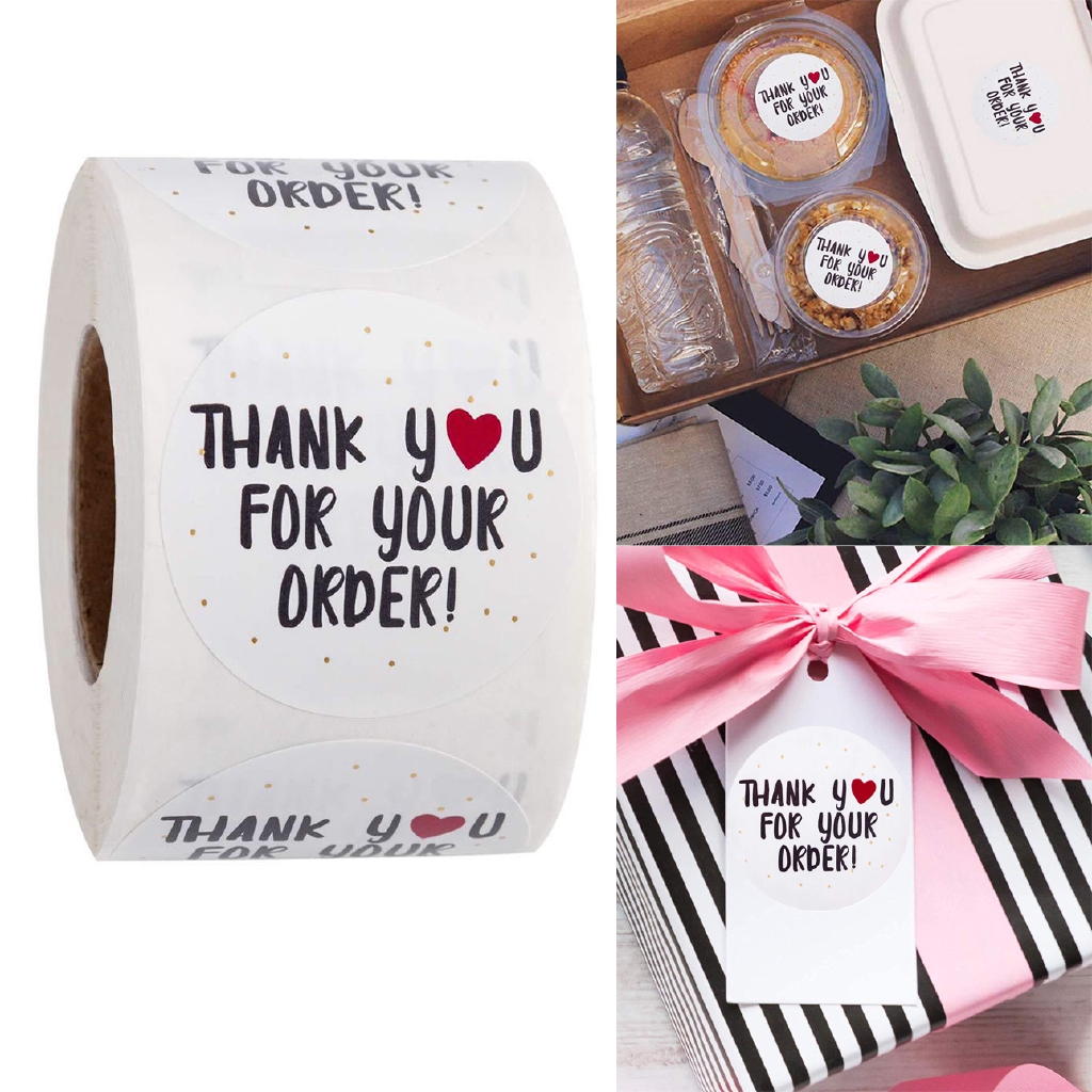 500pcs round thank you for your order sticker white labels sticker