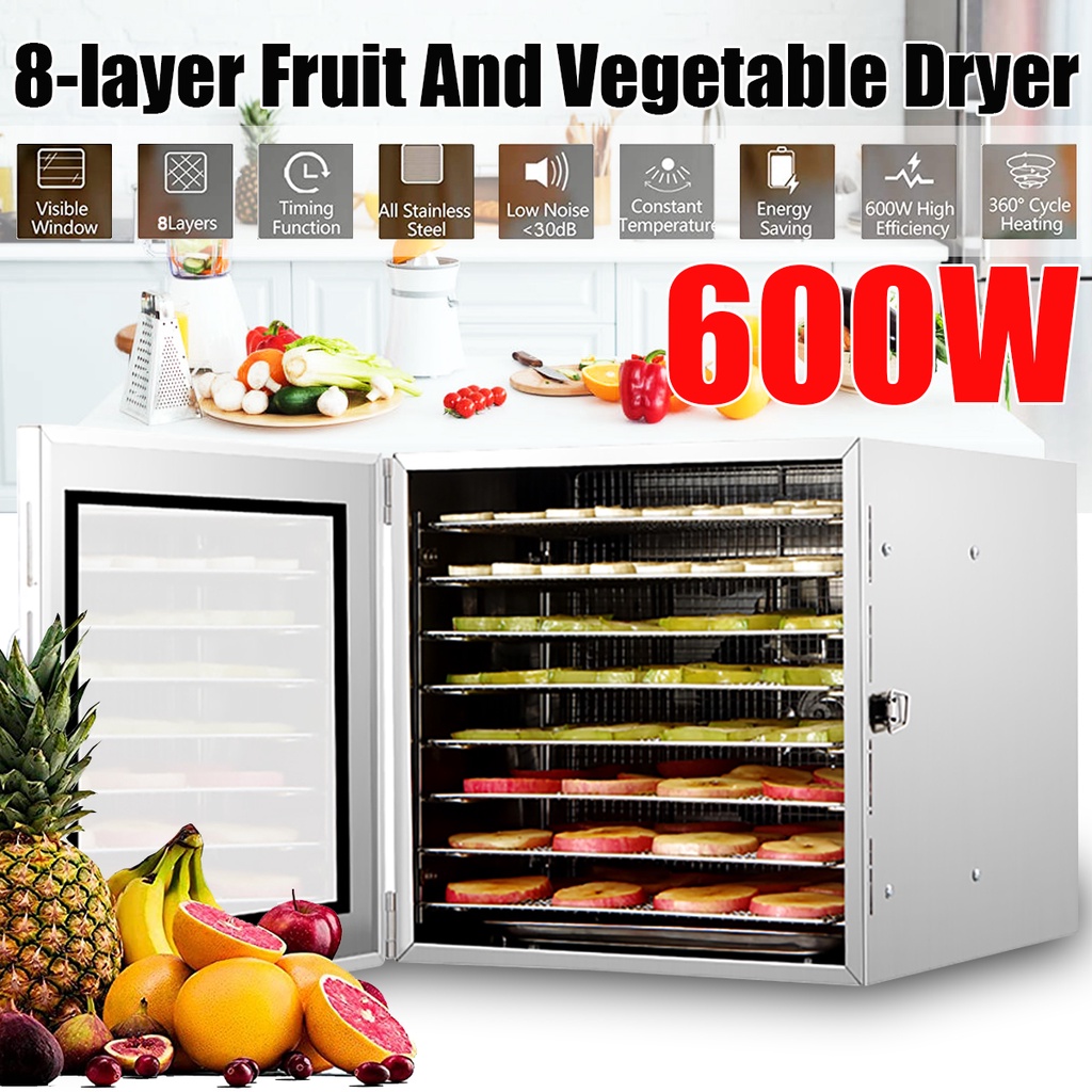 600W 8 Trays Fruit Dryer Dehydrator for Meat Fruit Food Home Appliances Drying Machine Beef Jerky Making Tools