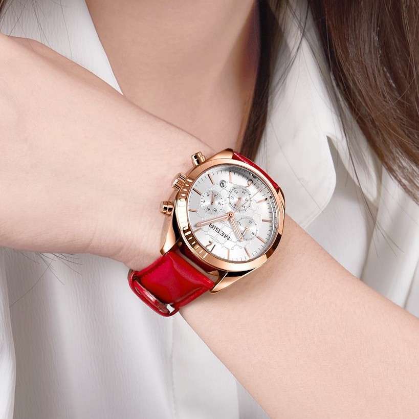 MEGIR Classic Women Watches Leather Quartz Analog Watch Shopee Malaysia