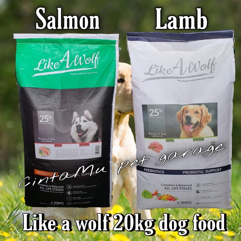 Like a wolf premium dog food 20kg imported from new zeland/makanan