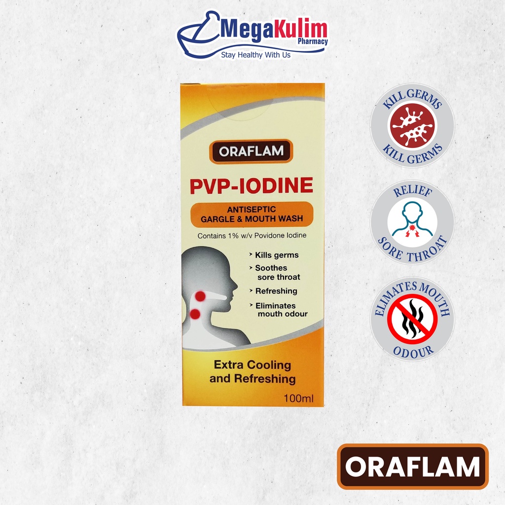 Oraflam PVPIodine Antiseptic Gargle & Mouthwash 100mL Shopee Malaysia