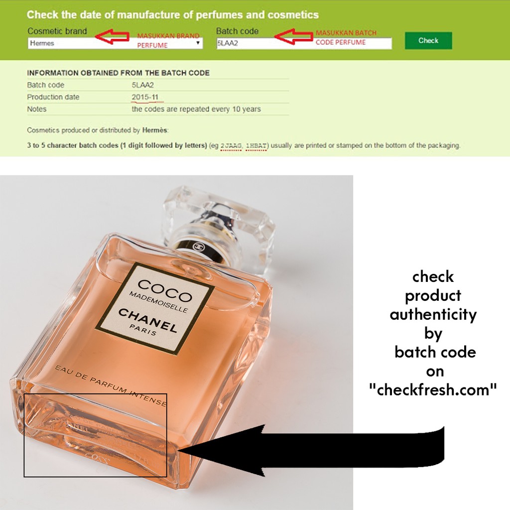 batch code of perfume