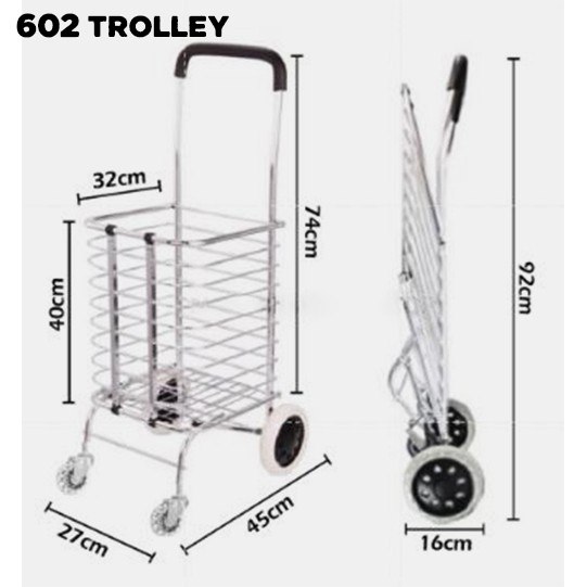 🌹[Local Seller]  4 Wheel / 6 Wheel Foldable Trolley, Aluminium Light Duty Shopping Cart #602 / #
