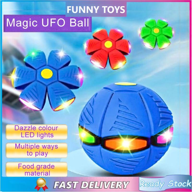 ⭐Ready Stock⭐Magic Flying Saucer Ball UFO Flat Throw Disc Ball with LED