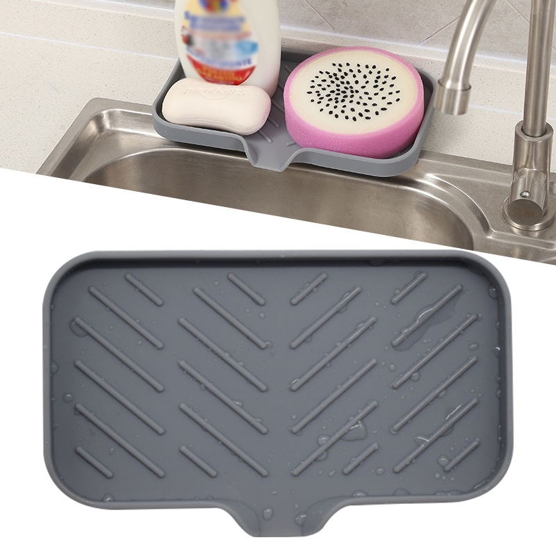 Kitchen Silicone Soap Holder Sink Tray Sponge Tray Bathroom Counter NEW ...