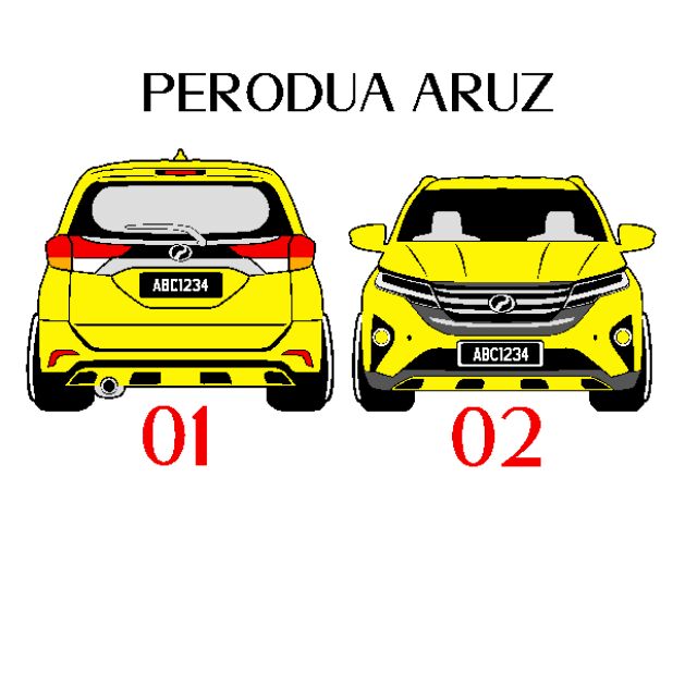 STIKER KERETA PERODUA ARUZ / STIKER GAMBAR KERETA ARUZ 