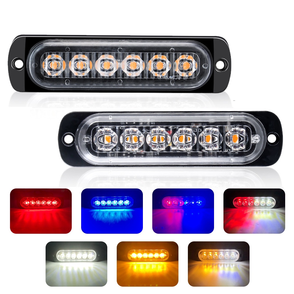 1Pcs 6LED Car Strobe Warning Light Truck 12V/24V Emergency Beacon Flash Strobe Light Car Motorcycle Warning Light Side Marker LEDs