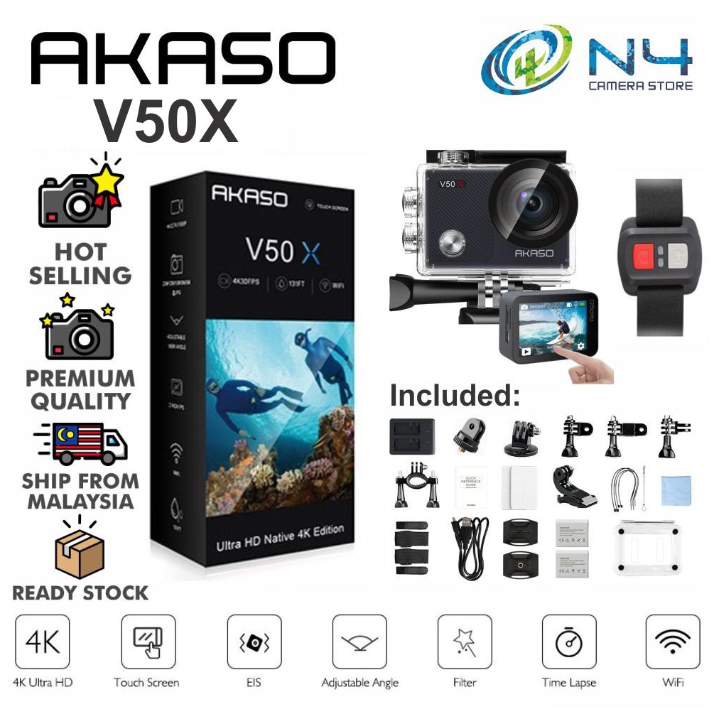 AKASO V50X akaso v50 x 4K30fps WiFi Action Camera wt EIS Touch Screen