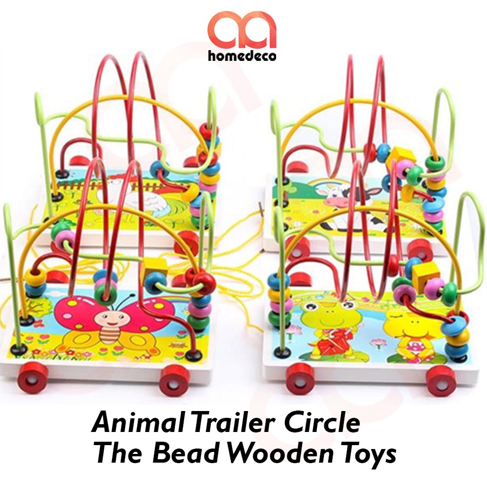 Animal Trailer Circle The Bead Wooden Toys For Kids Early Learning