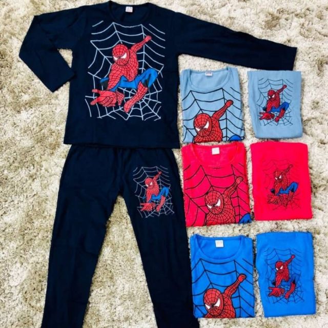 Pyjamas Spiderman Big Size Boy Long Sleeve Plain Cotton 