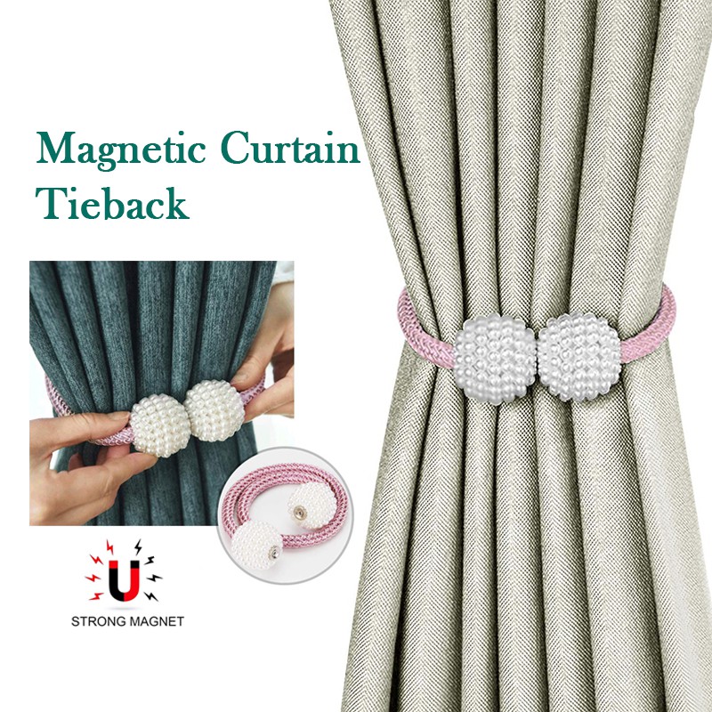 Magnetic Woven Balls Curtain Tieback Braided Buckle Window Strap Clip Holders 