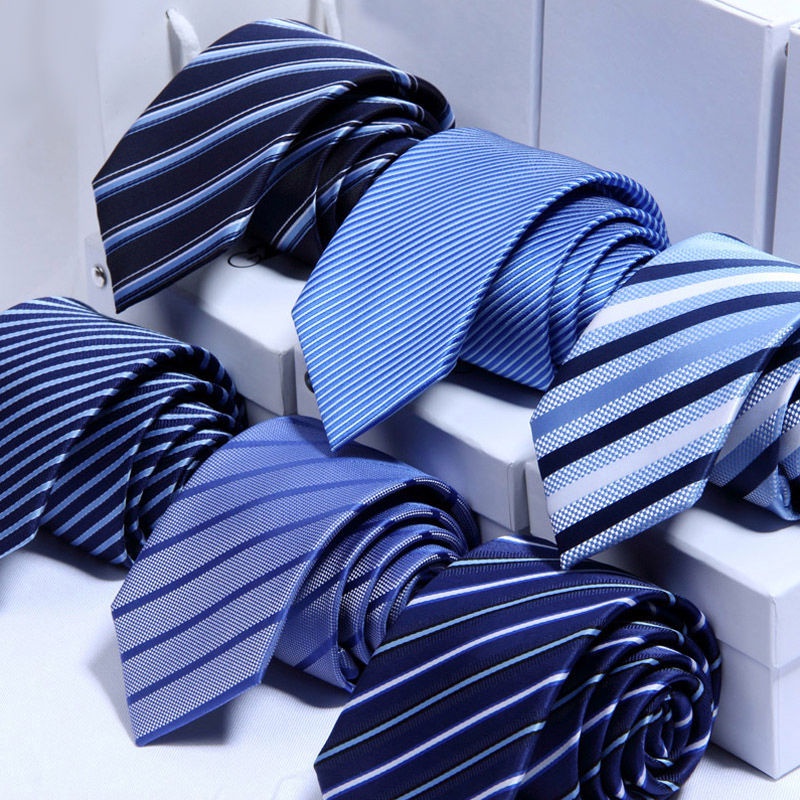 Tie Men Formal Wear Business Work Professional Wedding Groom Student Korean Version Striped Wide Dark Blue Black Men's Hand
