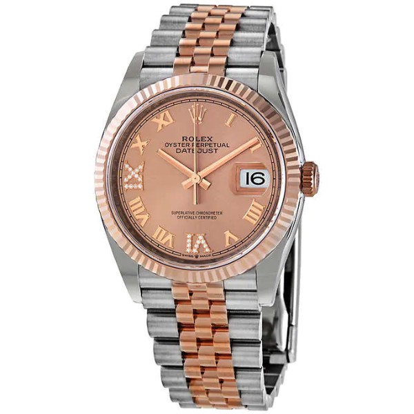 Rolex Datejust Men's Pink Diamond Dial Automatic Jubilee Watch, Stainless & Everose Gold