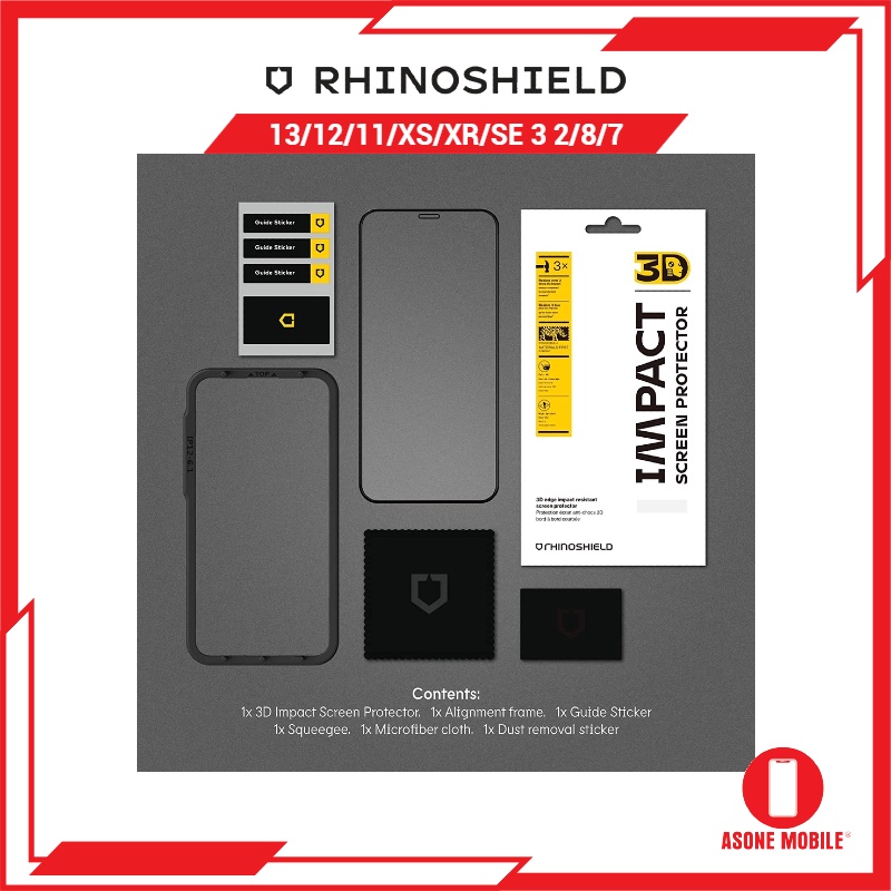 Original RhinoShield 3D Impact Alignment Frame Screen Protector Compatible  With iPhone 13 Pro Max/12/11/XS/XR/SE 3 2/8/7 | Shopee Malaysia