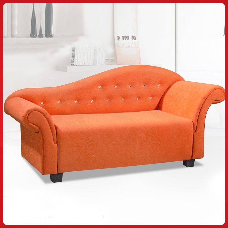 Cassa Chaise Chair PU Synthetic Leather made Lounge Long Sofa Orange (6 Feet Long)