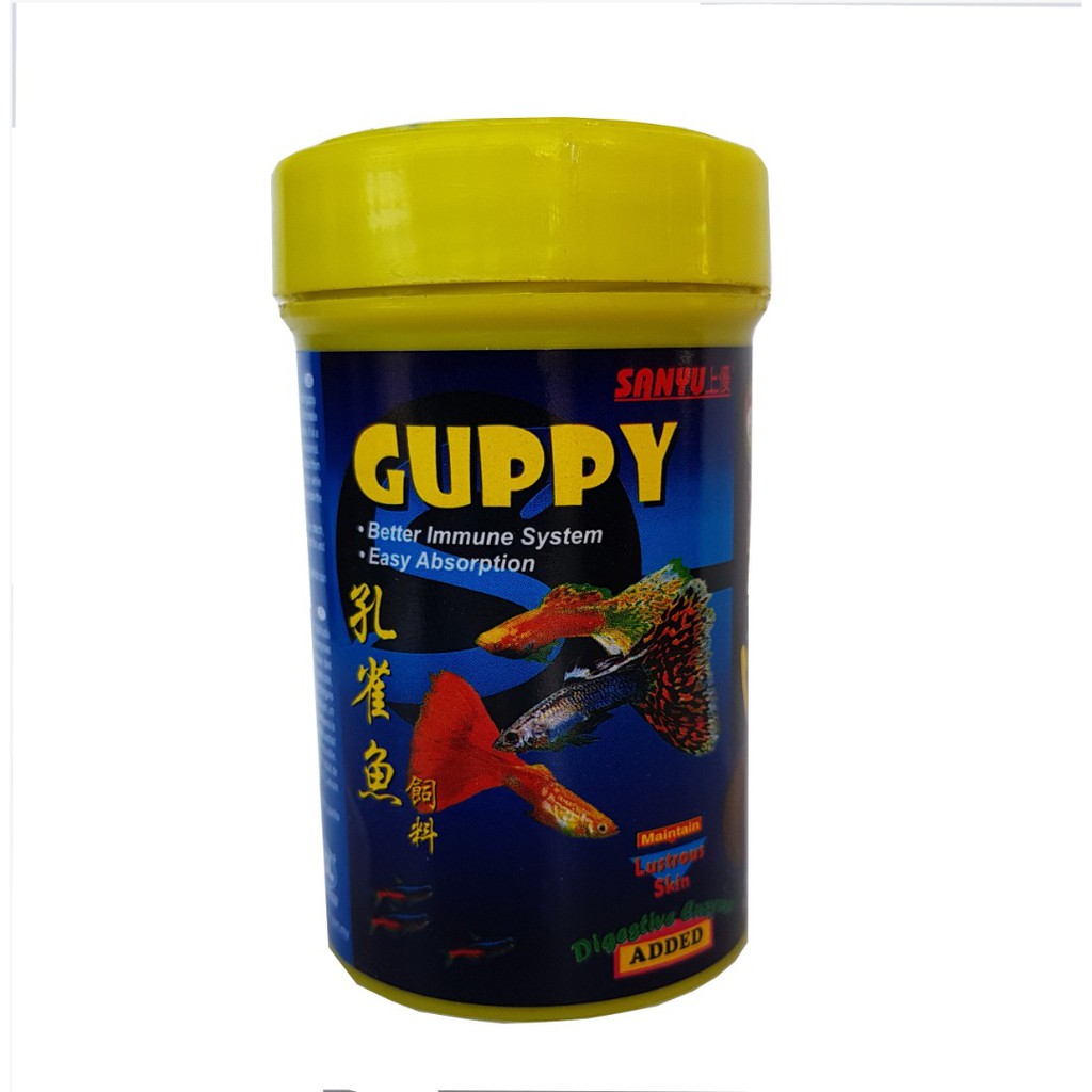 Fish Food Sanyu Guppy 50 Gram Makanan Ikan Gapi Shopee Malaysia