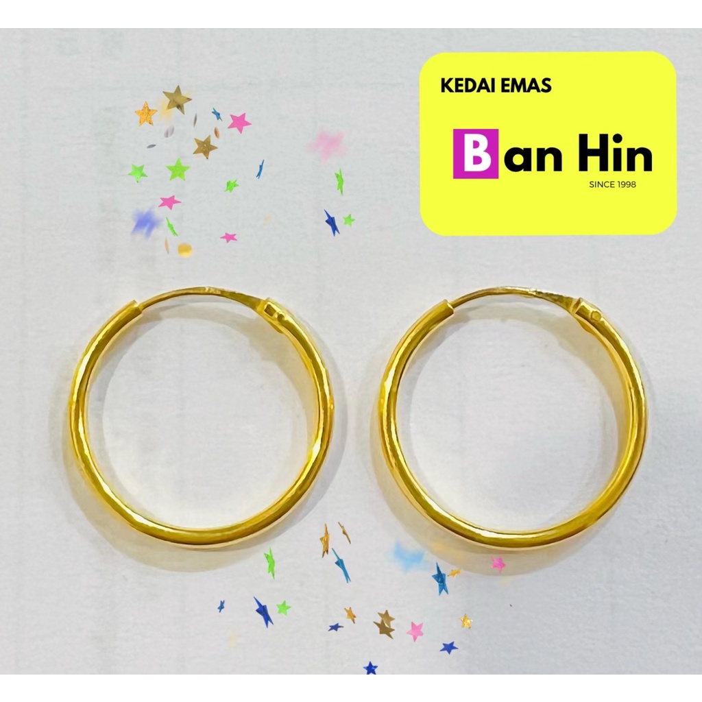 916 GOLD PLAIN HOOP EARRINGS / SUBANG BULAT LICIN EMAS 916-10PSU08