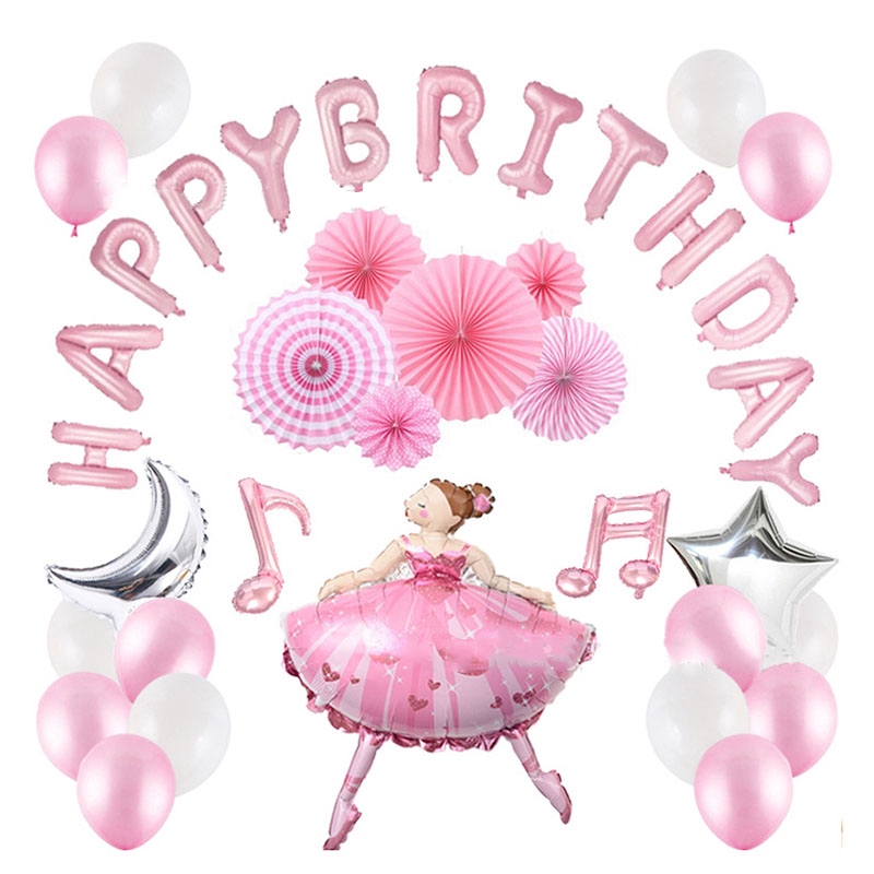 2019 Pink Birthday Party Range Ballet Girl Tableware Balloons