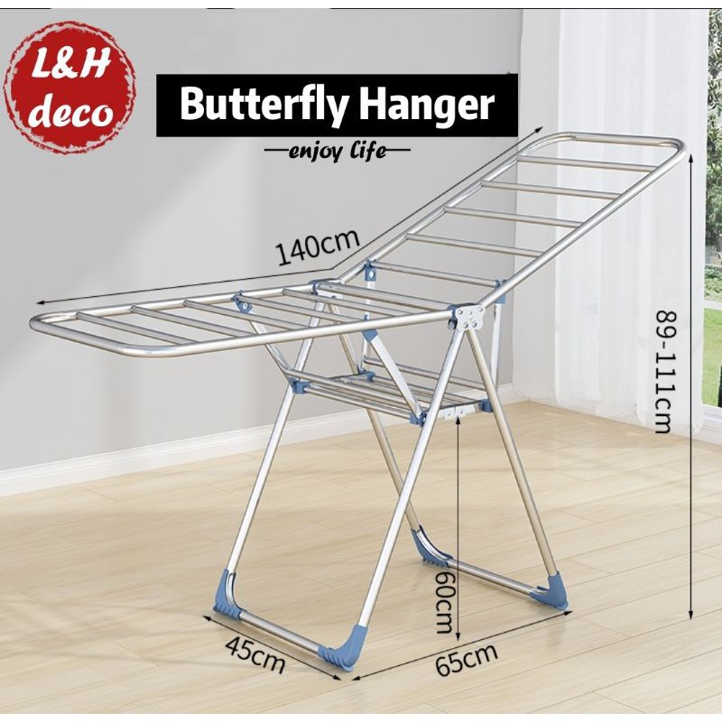 S Local Stock Ready Stainless Steel Butterfly Design Outdoor Indoor Folding Clothes Drying Rack Hanger Ikea Shopee Malaysia