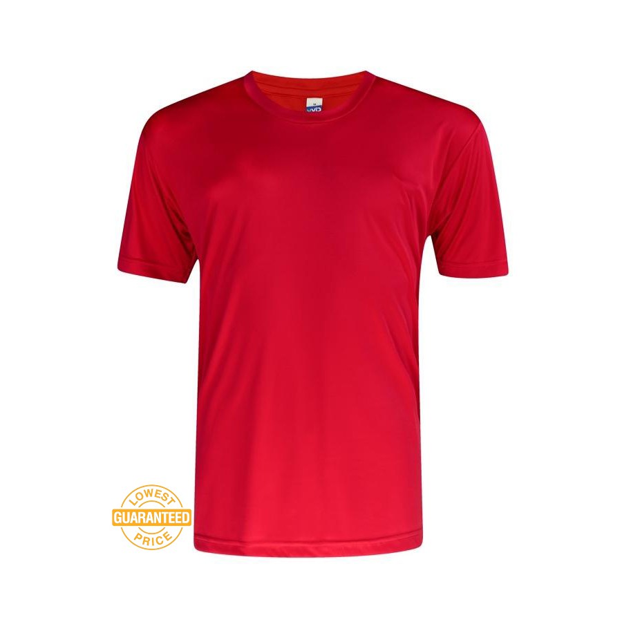 Red Plain Microfiber Polyester T-Shirt 