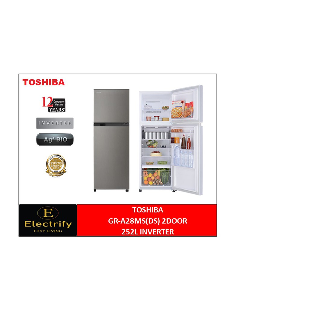 TOSHIBA REFRIGERATOR 280L INVERTER ASERIES FRIDGE GRA28MS (DS