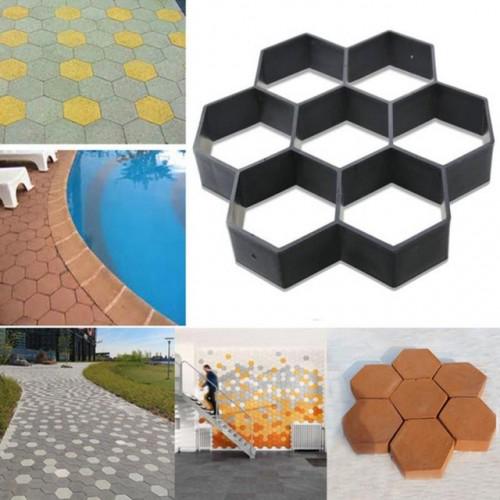 Hexagon Driveway Paving Pavement Stone Mold Concrete Stepping Pathmate ...