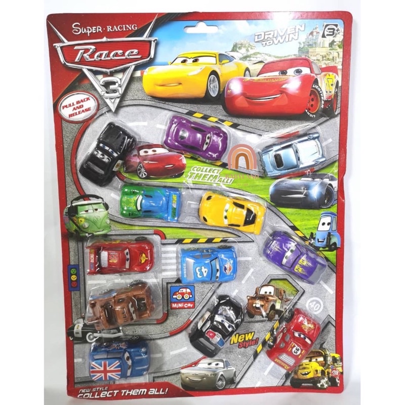 12 pcs Pull Back Mcqueen Mini Car Toy Set Shopee Malaysia