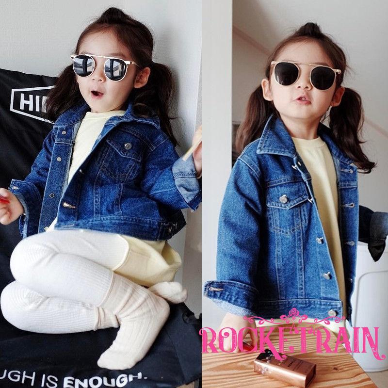 Baby Toddler Girls Denim Jacket Kids Long Sleeve Button Down Jeans Coats Outwear 