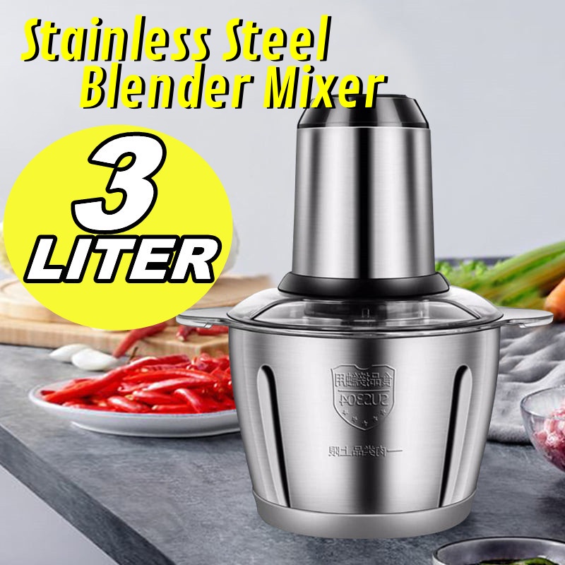 [Local Seller] EXTRA GIFT (3 LITER) Stainless Steel Blender & Mixer Food Chopper Electric